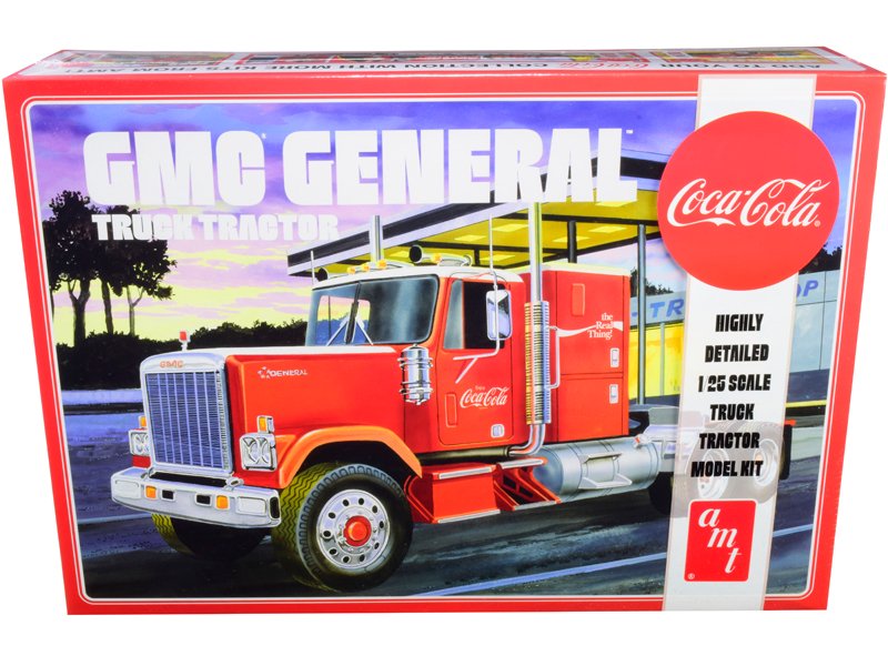 skill 3 model kit gmc general truck tractor "coca cola" 1/25 scale model by amt skill 3 model kit gmc general truck tractor "coca cola" 1/25 scale model by amt