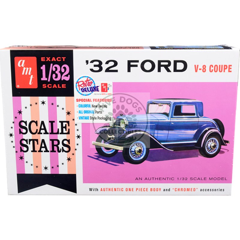 skill 2 model kit 1932 ford v 8 coupe "scale stars" 1/32 scale model by amt