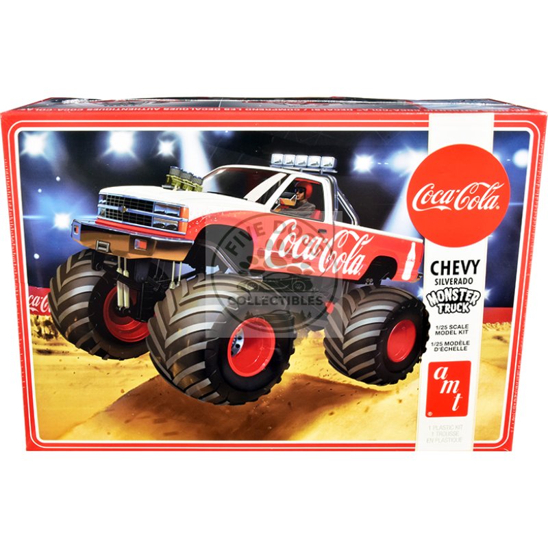 skill 2 model kit chevrolet silverado monster truck "coca cola" 1/25 scale model by amt