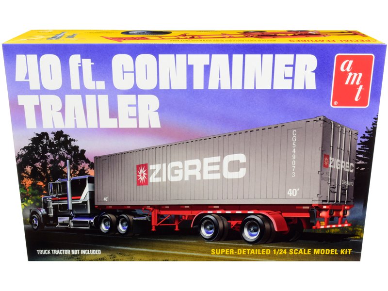 skill 3 model kit 40' container trailer 1/24 scale model by amt skill 3 model kit 40' container trailer 1/24 scale model by amt