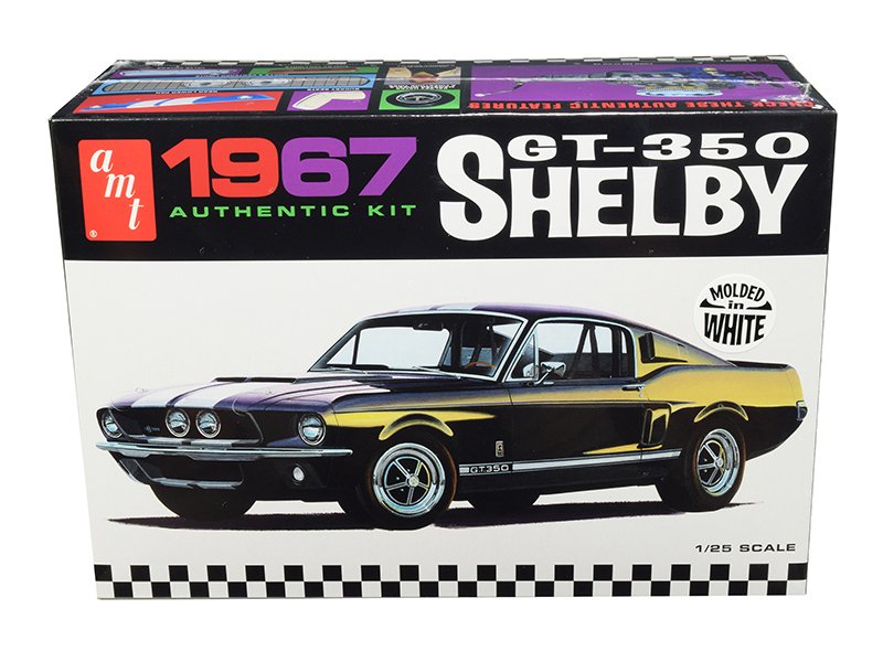 skill 2 model kit 1967 ford mustang shelby gt350 white 1/25 scale model by amt skill 2 model kit 1967 ford mustang shelby gt350 white 1/25 scale model by amt