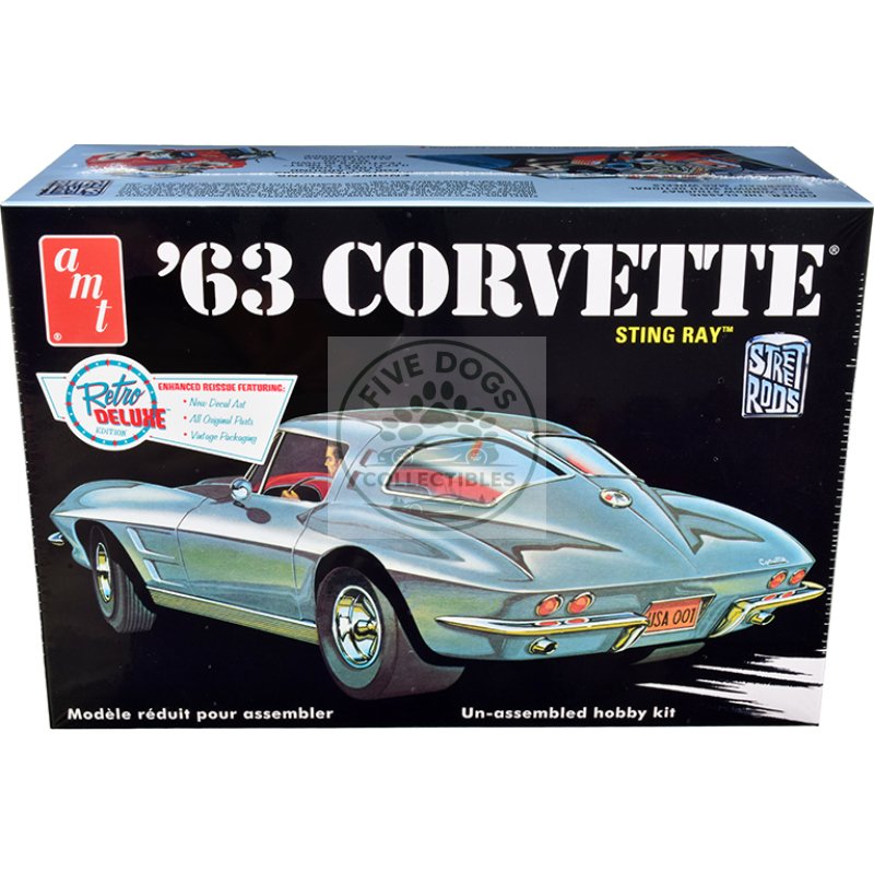 skill 2 model kit 1963 chevrolet corvette stingray 1/25 scale model by amt