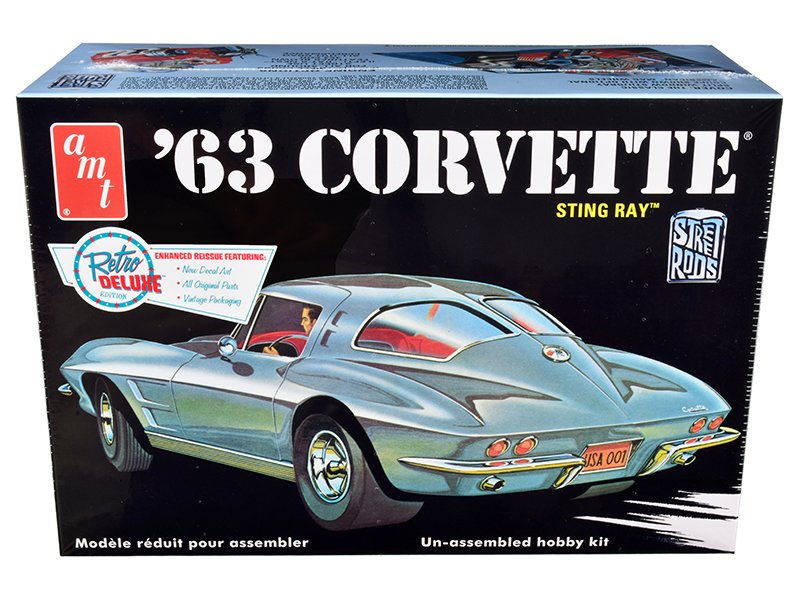 skill 2 model kit 1963 chevrolet corvette stingray 1/25 scale model by amt skill 2 model kit 1963 chevrolet corvette stingray 1/25 scale model by amt