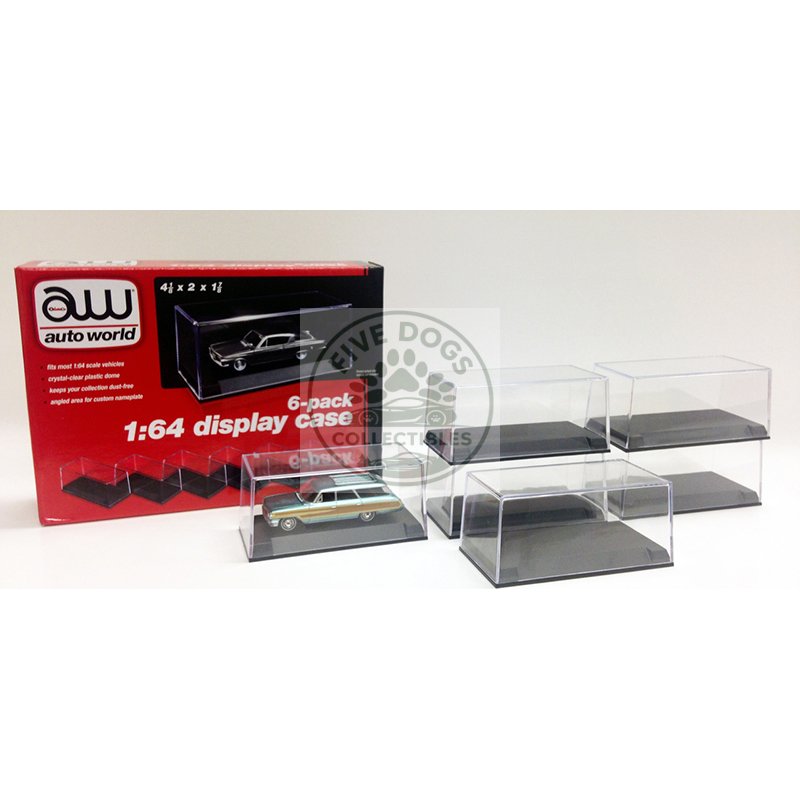 6 collectible display show cases for 1/64 scale model cars by auto world