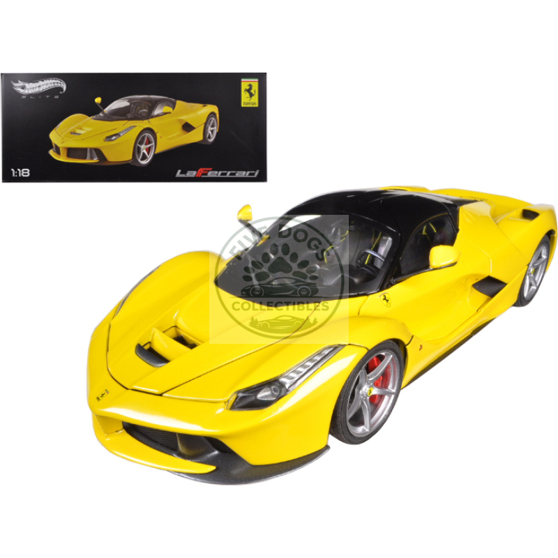 ferrari laferrari f70 hybrid yellow with black top "elite edition" series 1/18 diecast model car by hot wheels