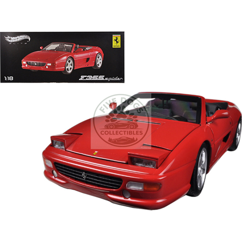 ferrari f355 spider convertible red elite edition 1/18 diecast car model by hot wheels