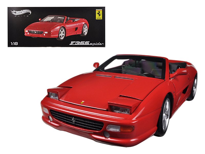 ferrari f355 spider convertible red elite edition 1/18 diecast car model by hot wheels ferrari f355 spider convertible red elite edition 1/18 diecast car model by hot wheels
