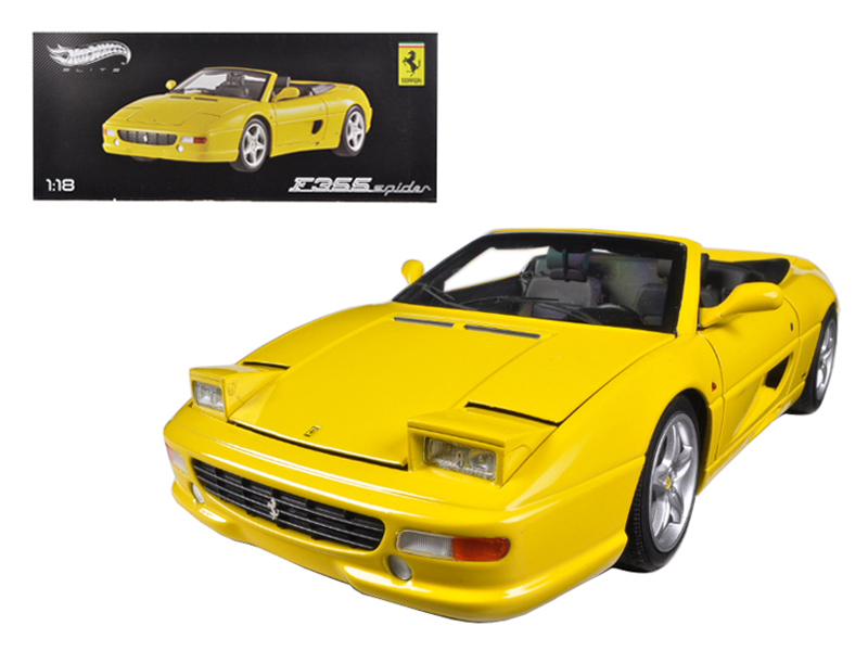 ferrari f355 spider convertible yellow elite edition 1/18 diecast car model by hot wheels ferrari f355 spider convertible yellow elite edition 1/18 diecast car model by hot wheels