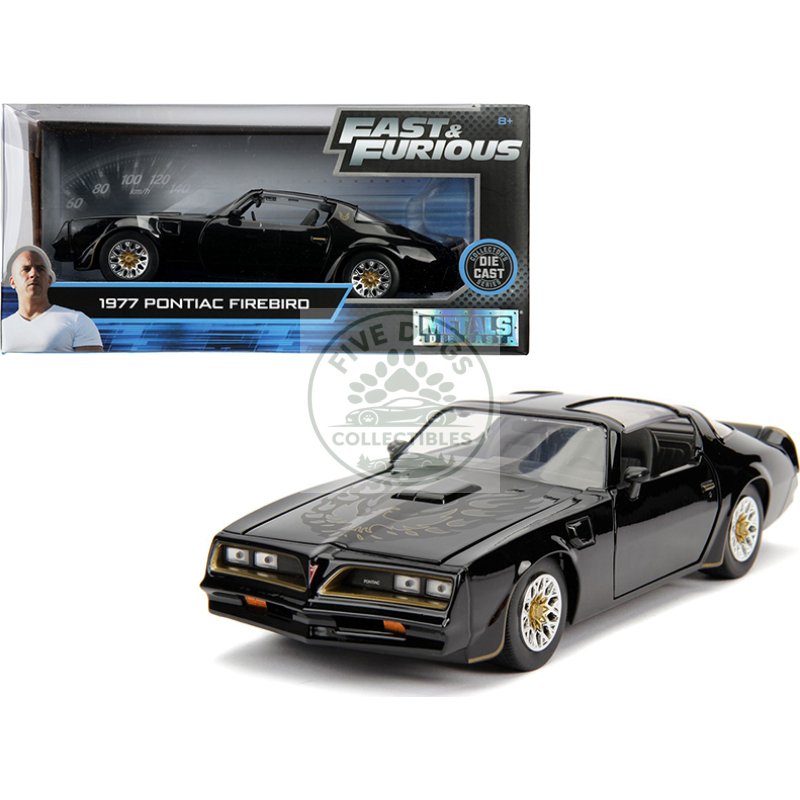 tego’s 1977 pontiac firebird black "fast & furious" movie 1/24 diecast model car by jada
