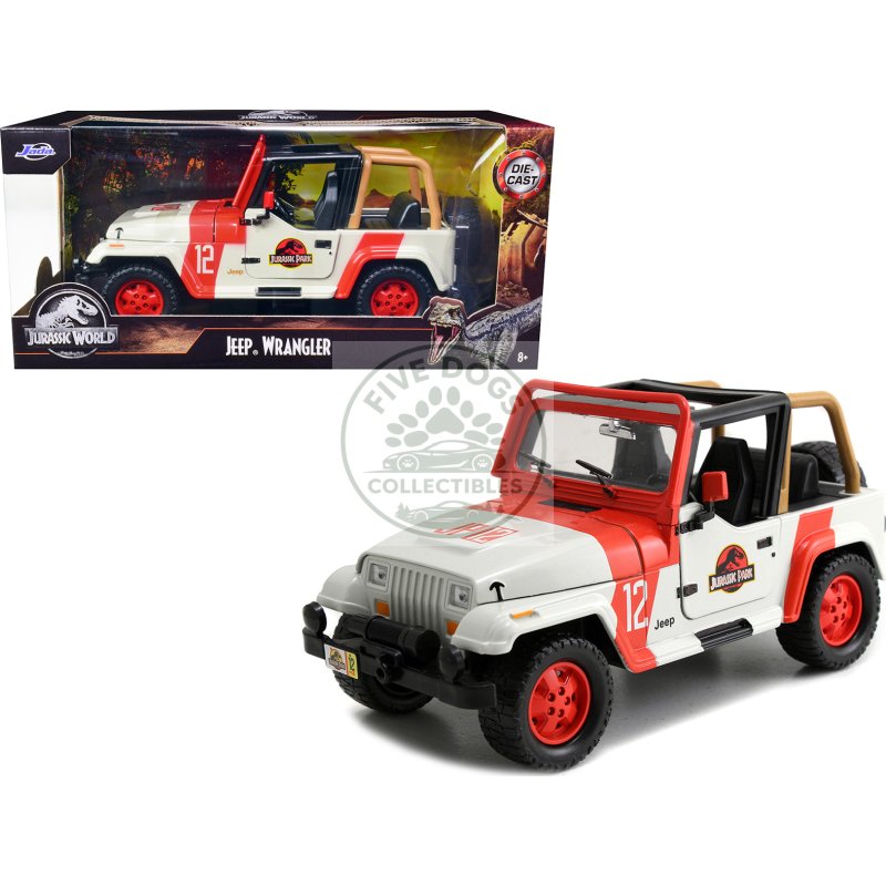 1992 jeep wrangler jurassic world movie 1/24 diecast model car by jada