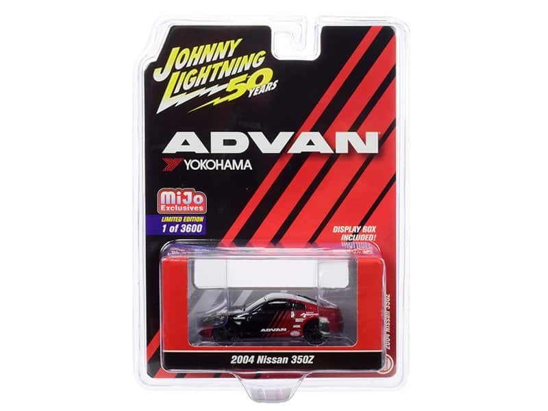 Johnny Lightning 50 Years Nissan 350Z Diecast Car Diecast 2004 Nissan 350Z model car in red with racing decals, part of Johnny Lightning 50th annivers.