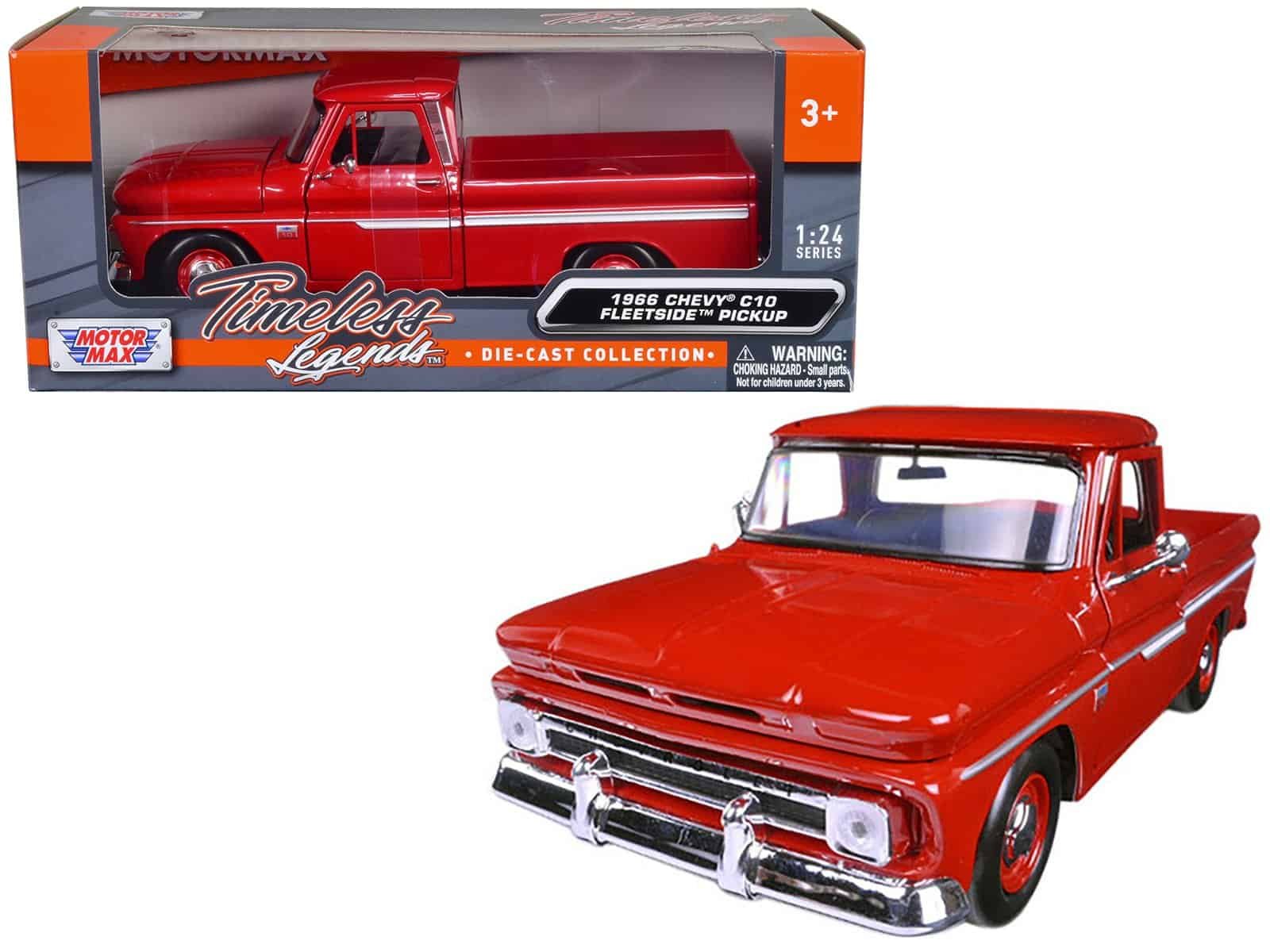 1966 chevrolet c10 fleetside pickup truck red 1/24 diecast model car by motormax 1966 chevrolet c10 fleetside pickup truck red 1/24 diecast model car by motormax