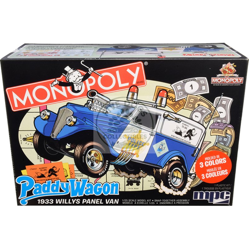 skill 2 snap model kit 1933 willys panel paddy wagon police van "monopoly" "85th anniversary" 1/25 scale model by mpc