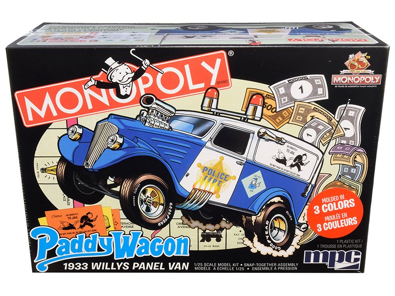 skill 2 snap model kit 1933 willys panel paddy wagon police van "monopoly" "85th anniversary" 1/25 scale model by mpc skill 2 snap model kit 1933 willys panel paddy wagon police van "monopoly" "85th anniversary" 1/25 scale model by mpc