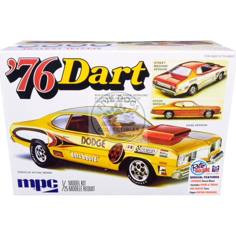 skill 2 model kit 1976 dodge dart sport with two figurines 3 in 1 kit 1/25 scale model by mpc