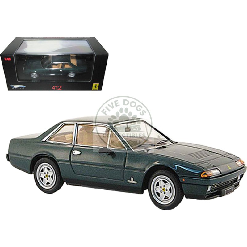 ferrari 412 green limited edition elite 1/43 diecast model car by hot wheels