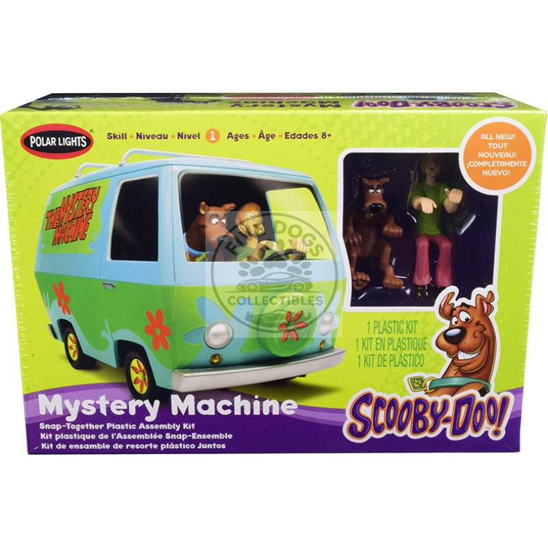 skill 1 snap model kit the mystery machine with two figurines (scooby doo and shaggy) 1/25 scale model by polar lights