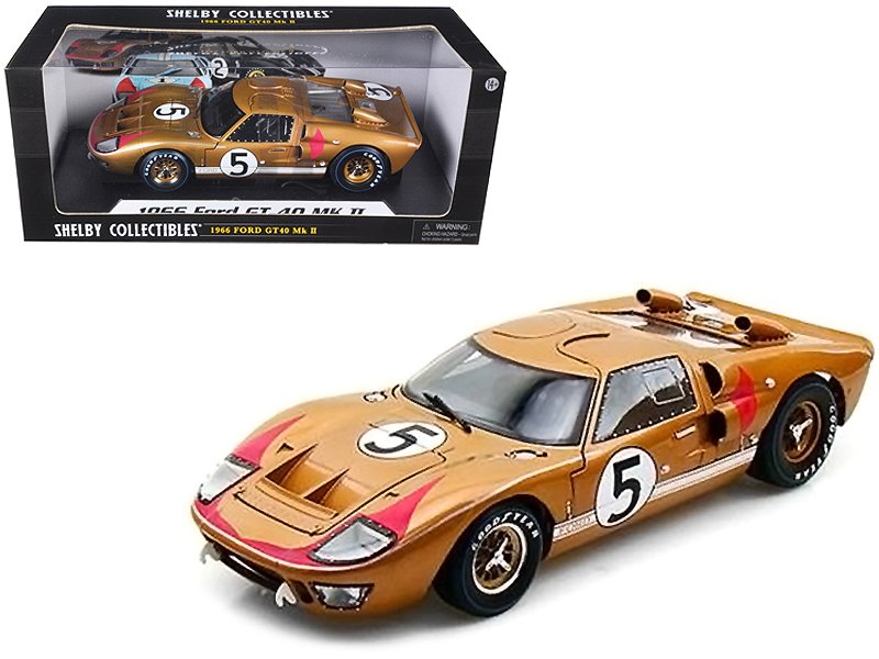1966 ford gt 40 mk ii rhd (right hand drive) #5 gold 24h of le mans 1/18 diecast model car by shelby collectibles 1966 ford gt 40 mk ii rhd (right hand drive) #5 gold 24h of le mans 1/18 diecast model car by shelby collectibles