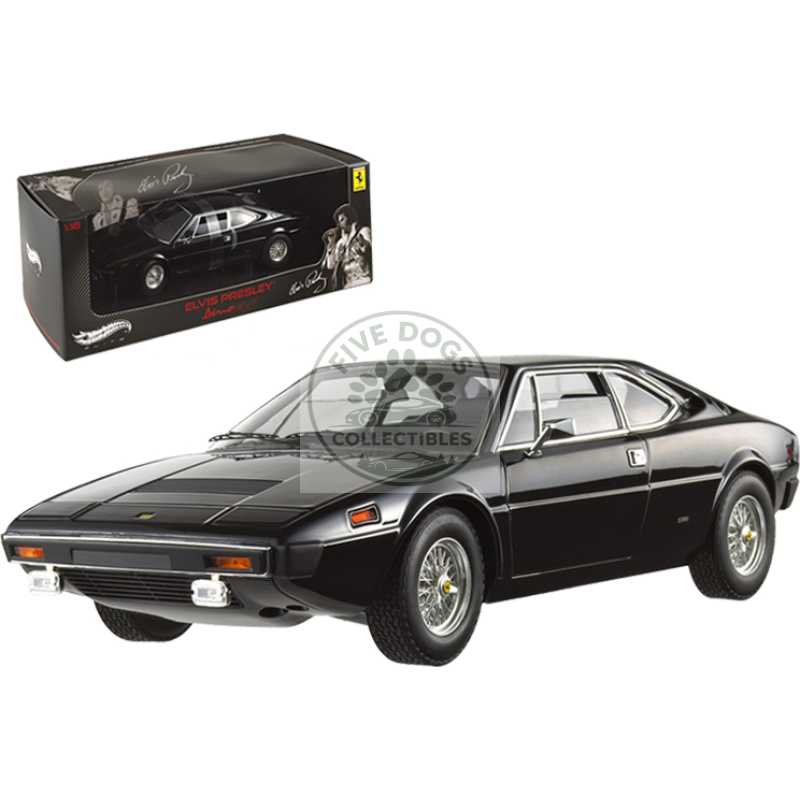 ferrari dino 308 gt4 black (elvis presley owned) "elite edition" series 1/18 diecast model car by hot wheels