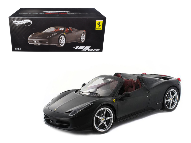 ferrari 458 italia spider matt black elite edition 1/18 diecast car model by hot wheels ferrari 458 italia spider matt black elite edition 1/18 diecast car model by hot wheels