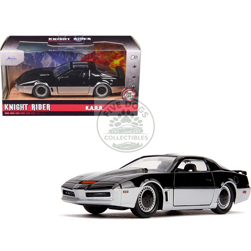 k.a.r.r. black and silver "knight rider" (1982) tv series "hollywood rides" series 1/32 diecast model car by jada