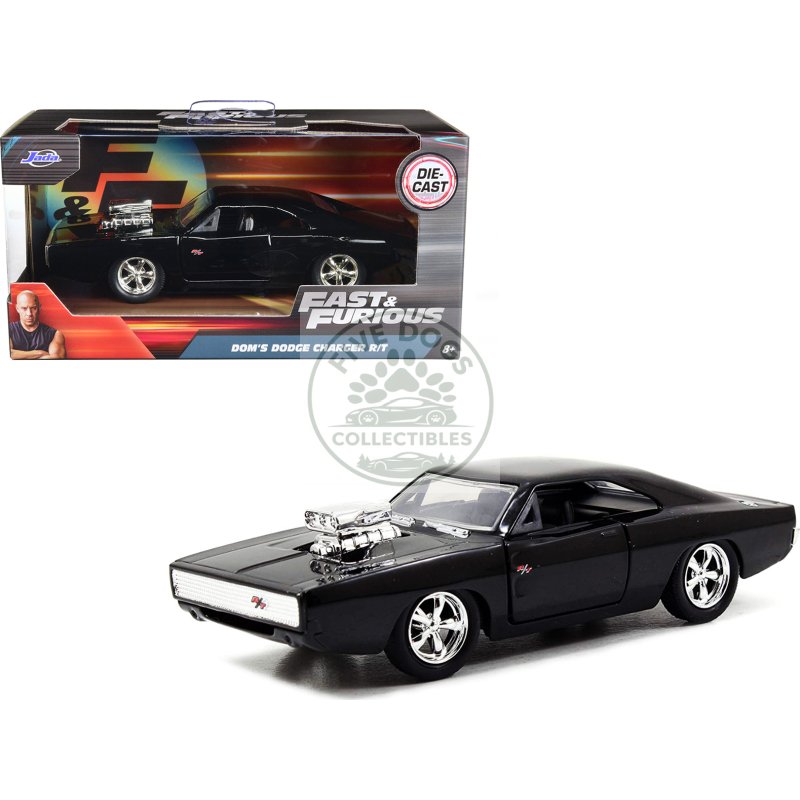 dom's dodge charger r/t black "fast & furious 7" (2015) movie 1/32 diecast model car by jada