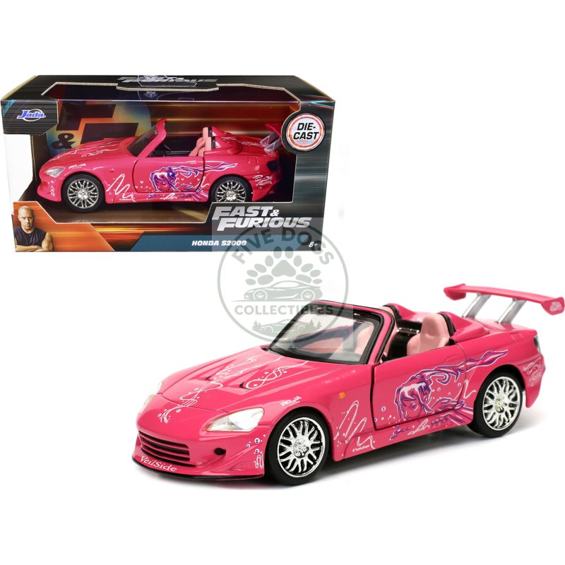 suki's honda s2000 convertible pink with graphics "fast & furious" movie 1/32 diecast model car by jada