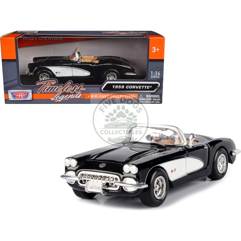 1959 chevrolet corvette black 1/24 diecast model car by motormax