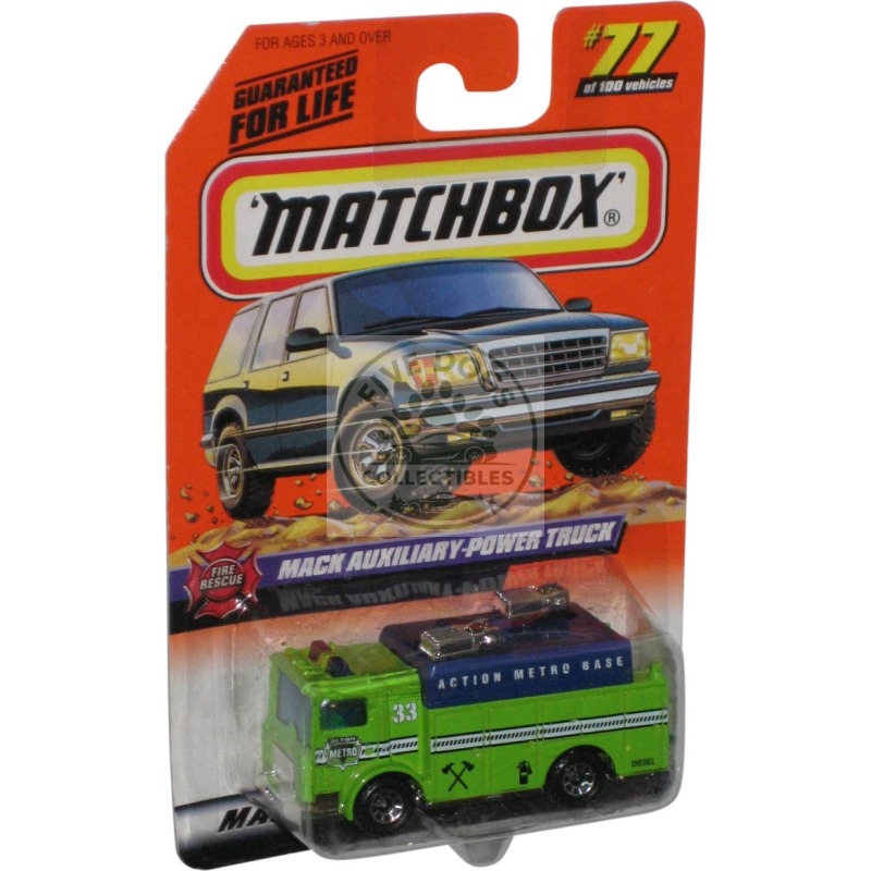 matchbox mack auxiliary power truck fire rescue series