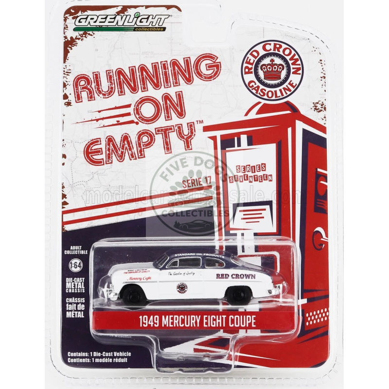 41170b red crown 1949 mercury eight coupe running empty 16 greenlight diecast 1:64