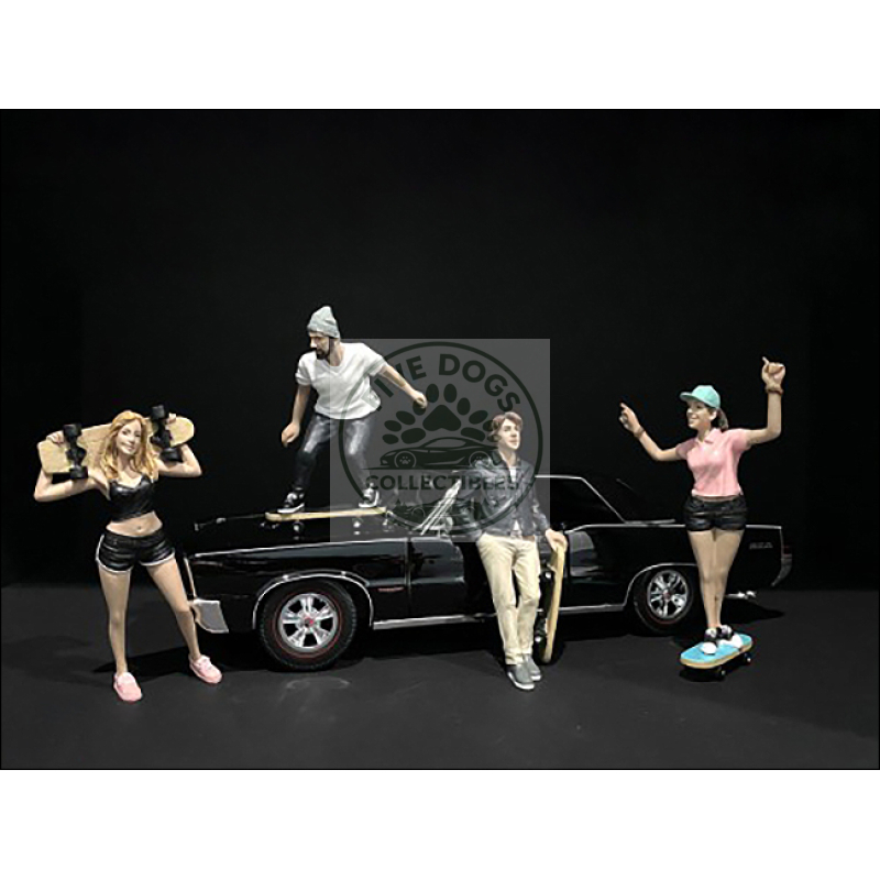 skateboarders figurines 4 piece set for 1/24 scale models by american diorama