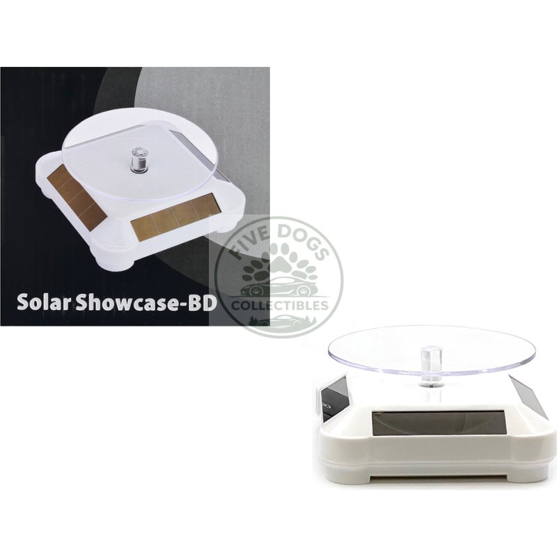 3.5″ solar rotating display stand with white base for 1/64 scale model cars