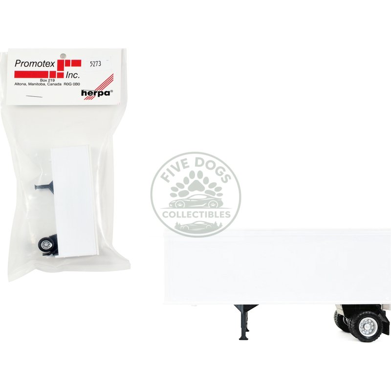 27ft single axle trailer (no converter dolly) white 1/87 (ho) plastic model by promotex