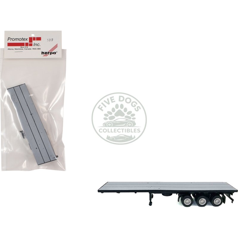 40ft 3 axle flatbed trailer gray top 1/87 (ho) plastic model by promotex