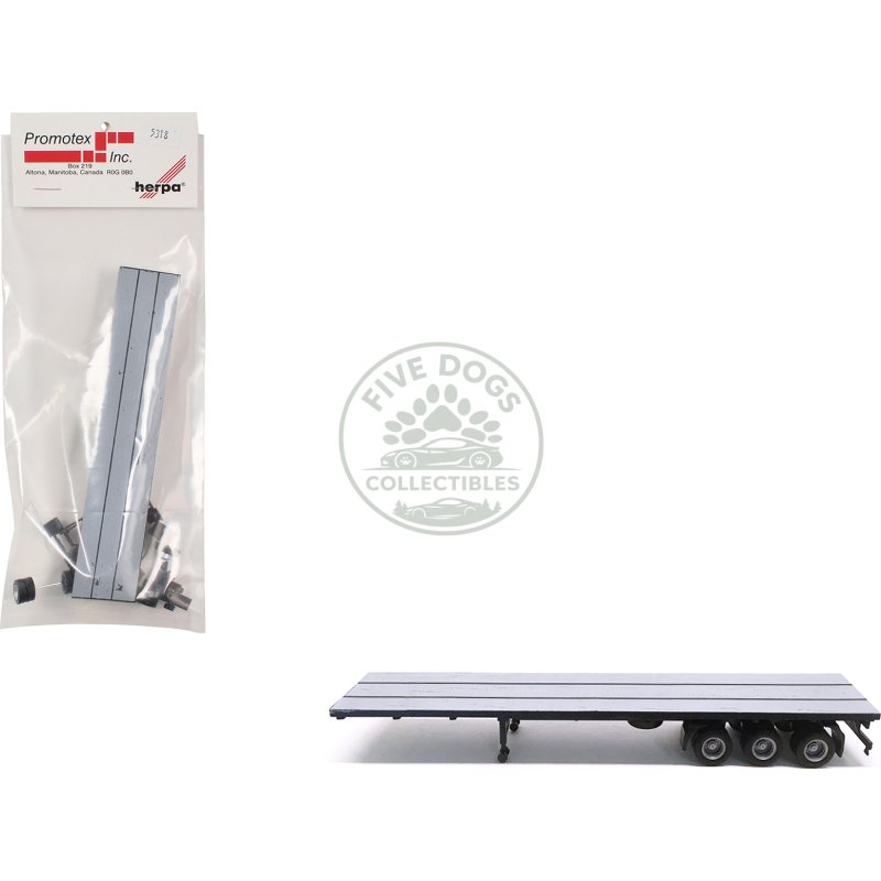 48ft 3 axle flatbed trailer gray top 1/87 (ho) plastic model by promotex