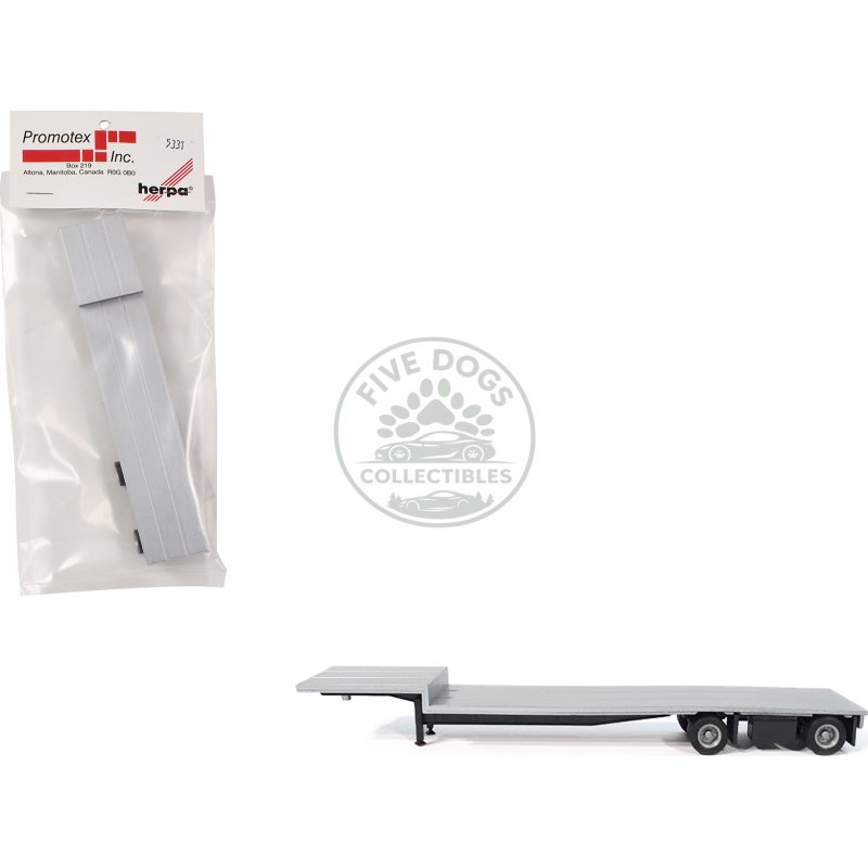 2 axle dropdeck flatbed trailer silver top 1/87 (ho) plastic model by promotex