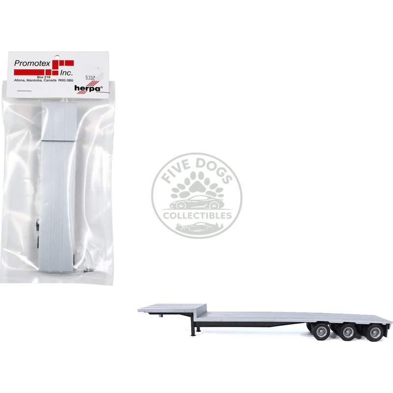 3 axle dropdeck flatbed trailer silver top 1/87 (ho) plastic model by promotex