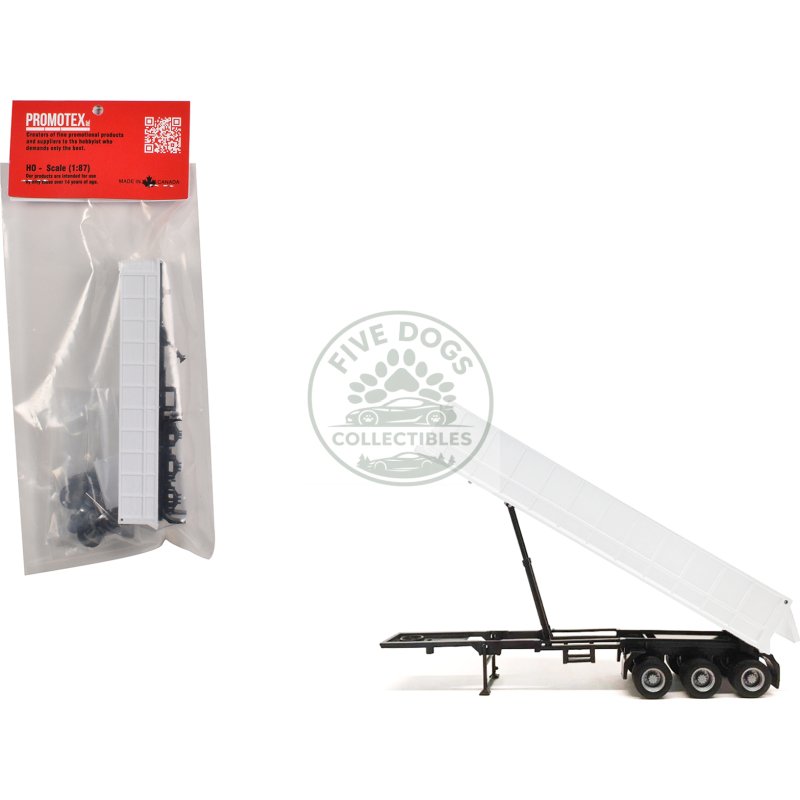 3 axle dump trailer white 1/87 (ho) plastic model by promotex