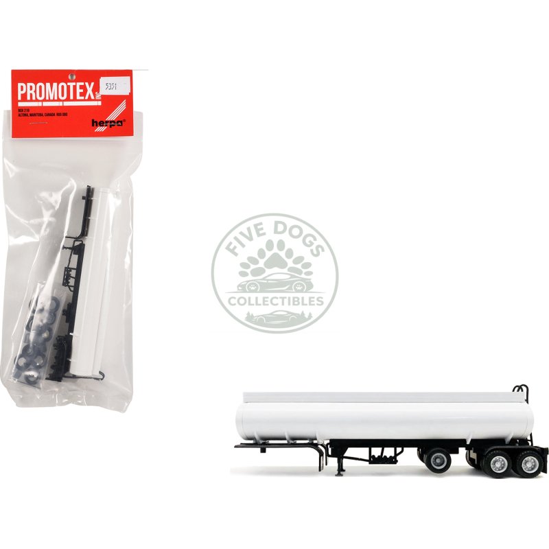 tag axle elliptical tanker trailer white 1/87 (ho) plastic model by promotex