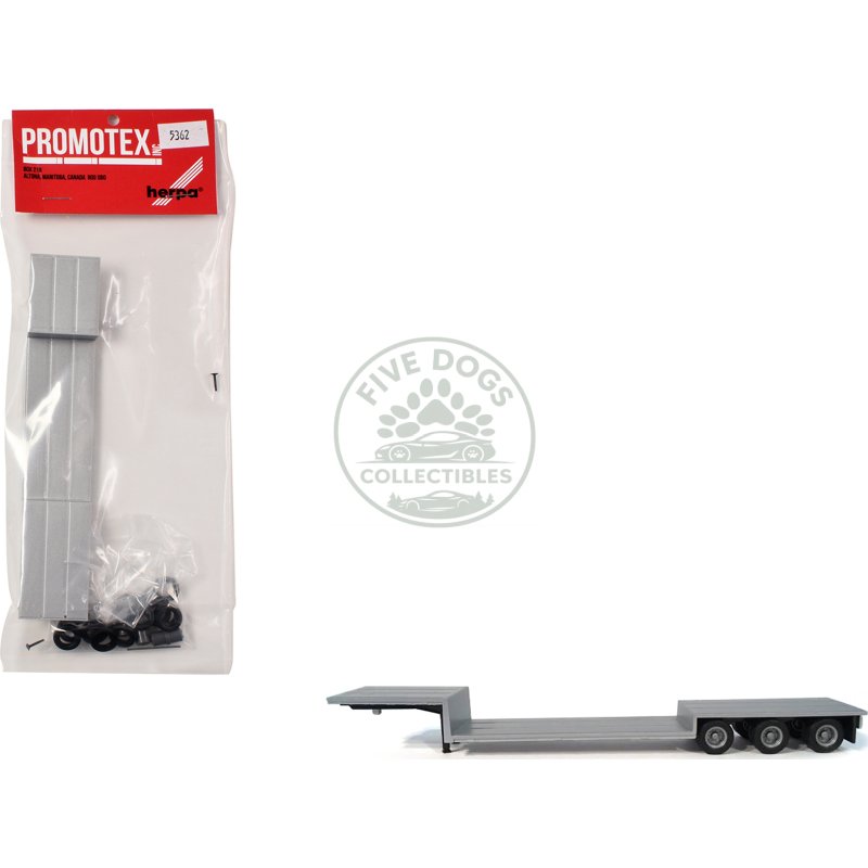 3 axle double drop flatbed trailer silver top 1/87 (ho) plastic model by promotex
