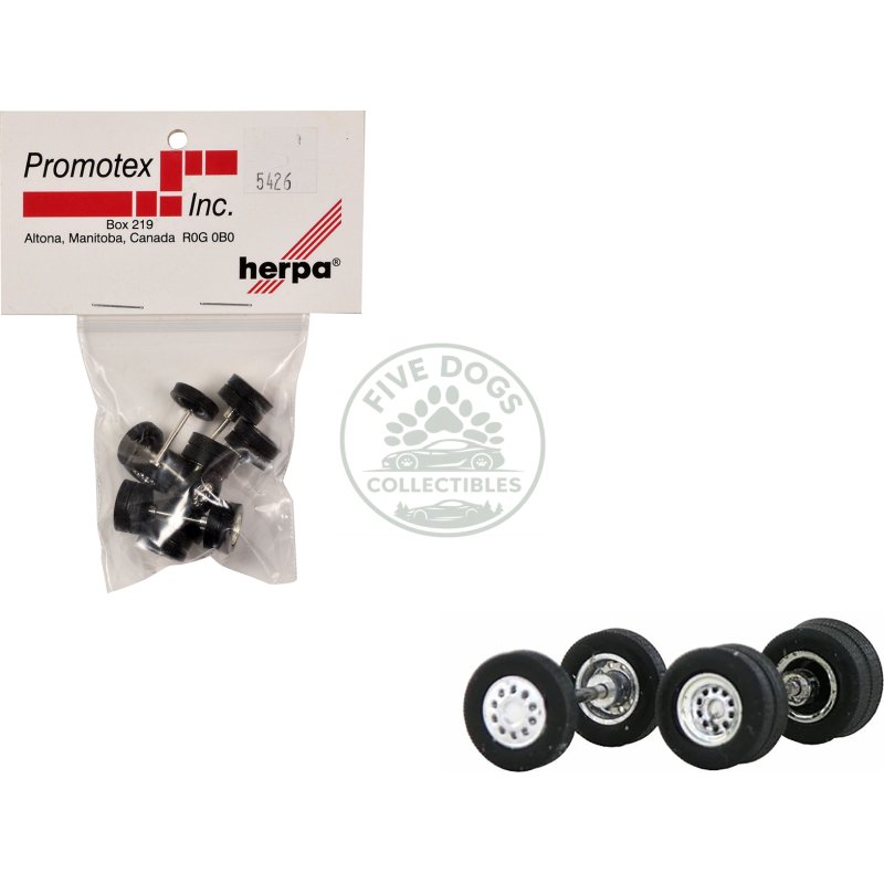 chrome wheel sets (2 front and 4 rear) 1/87 (ho) plastic model by promotex