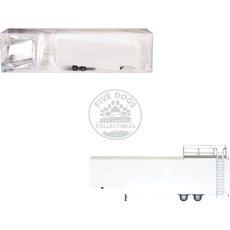 race horse transport trailer white 1/87 (ho) plastic model by promotex