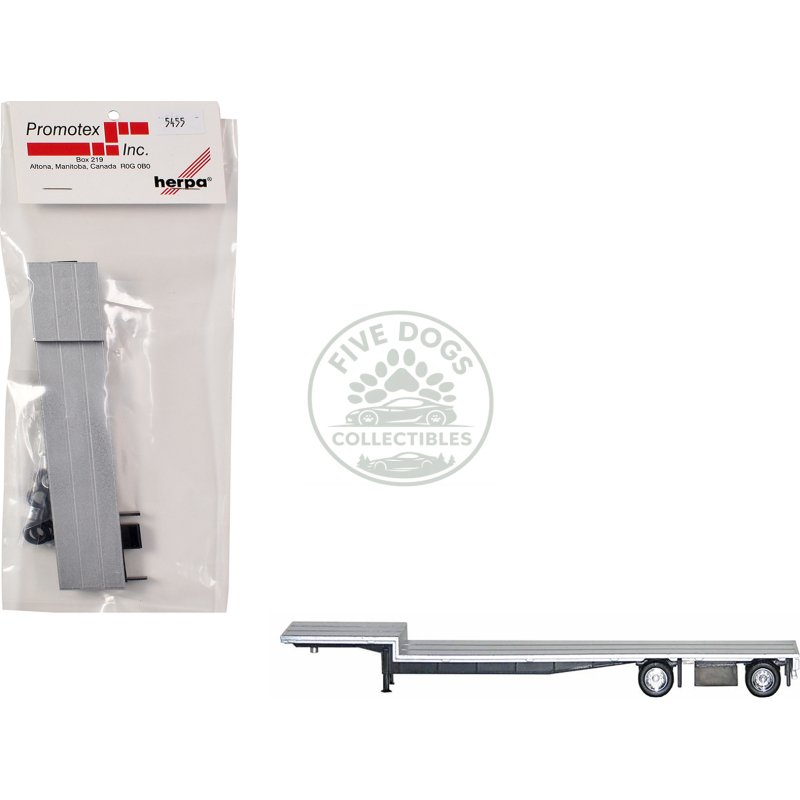 48ft spread axle drop deck trailer with chrome wheels and silver top 1/87 (ho) plastic model by promotex