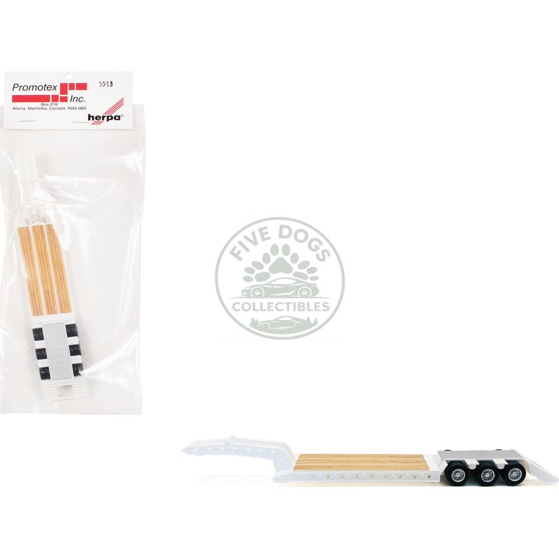 3 axle heavy equipment lowboy trailer white 1/87 (ho) plastic model by promotex