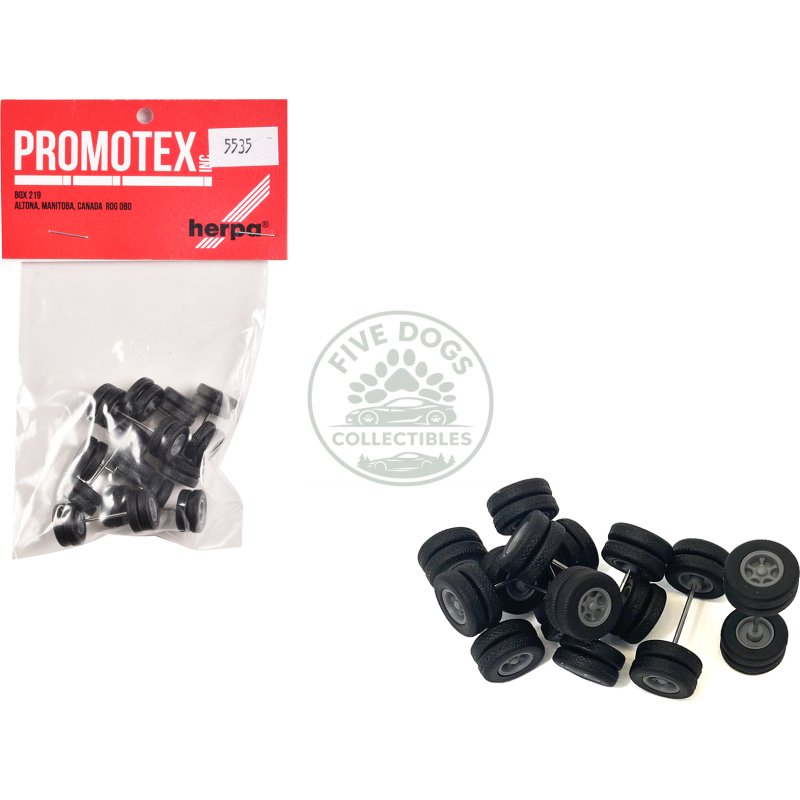 6 spoke rear wheelset set of 8 pieces 1/87 (ho) plastic model by promotex