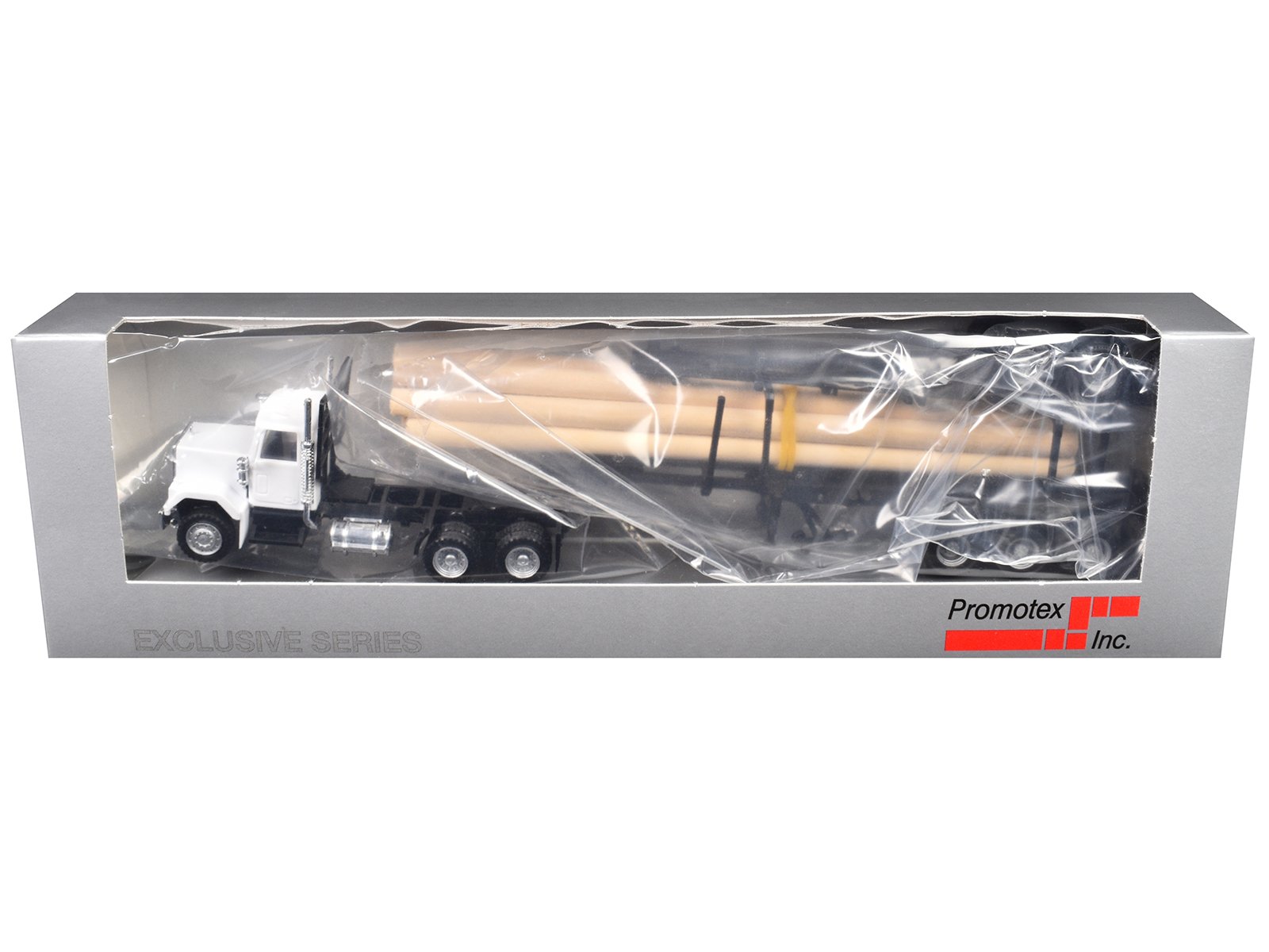 gmc super b log truck and trailer white with log accessories 1/87 (ho) plastic model car by promotex gmc super b log truck and trailer white with log accessories 1/87 (ho) plastic model car by promotex