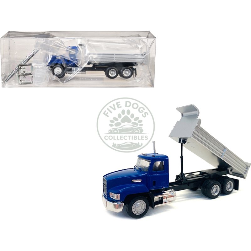 mack dump truck blue 1/87 (ho) plastic model car by promotex