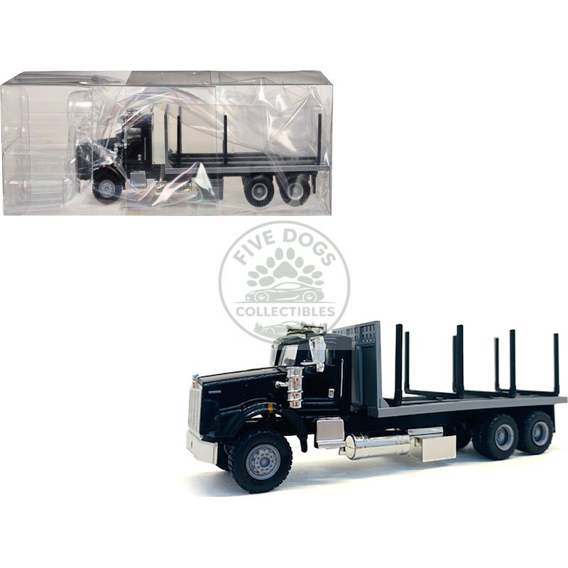 kenworth t800 stake bed truck black 1/87 (ho) plastic model car by promotex