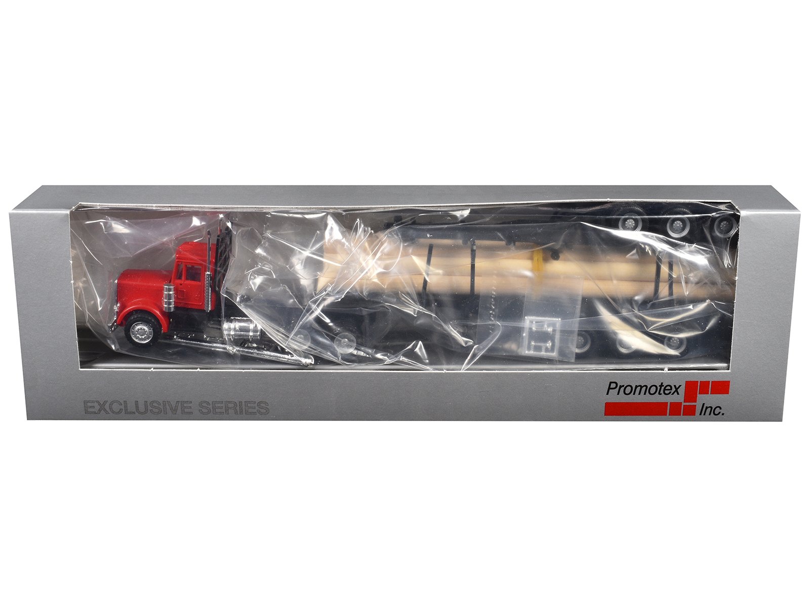 peterbilt super b log truck and trailer red with log accessories 1/87 (ho) plastic model car by promotex peterbilt super b log truck and trailer red with log accessories 1/87 (ho) plastic model car by promotex