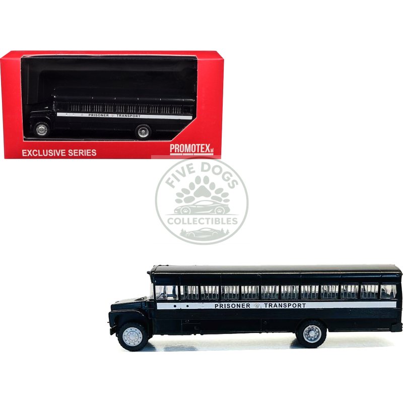 prisoner transport bus black 1/87 (ho) plastic model car by promotex